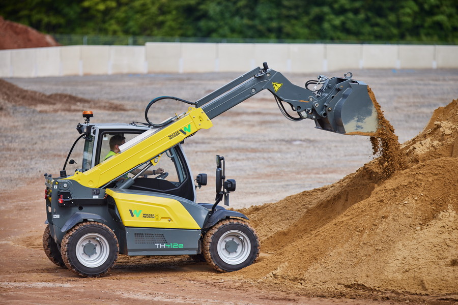 Wacker Neuson TH412e telehandler in use on a construction site