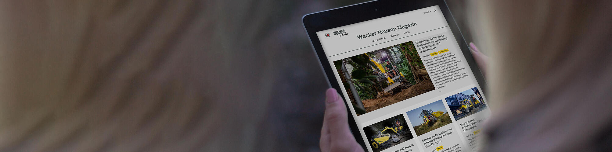 Журнал Wacker Neuson Online Magazine на планшете.