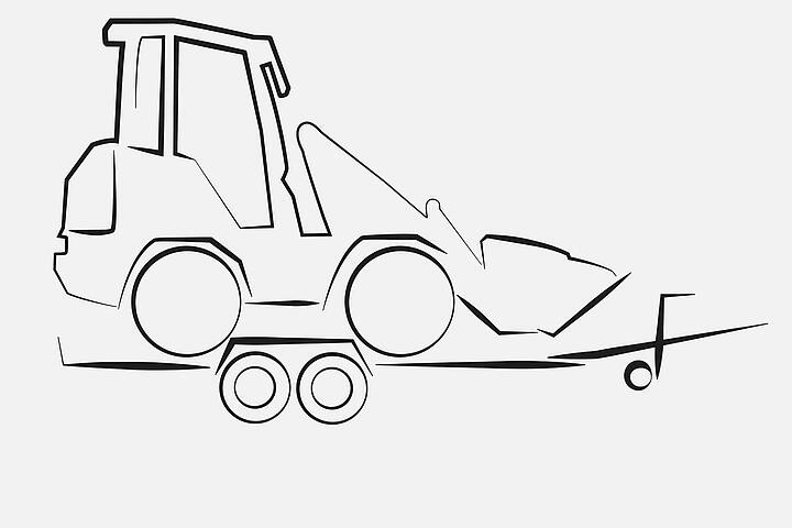 Wacker Neuson wheel loader WL20e, transport trailer