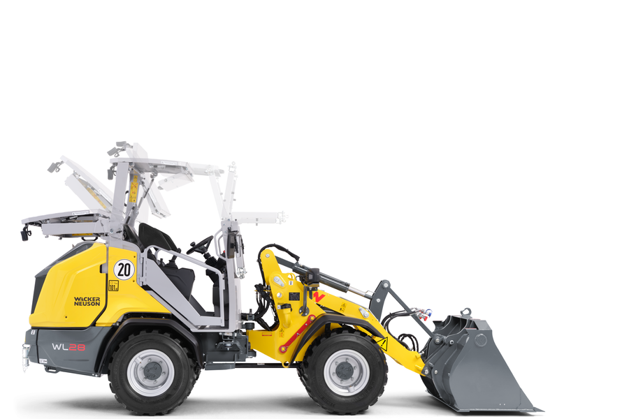 Wacker Neuson wheel loader WL28, foldable canopy EPS, fold-down-animation