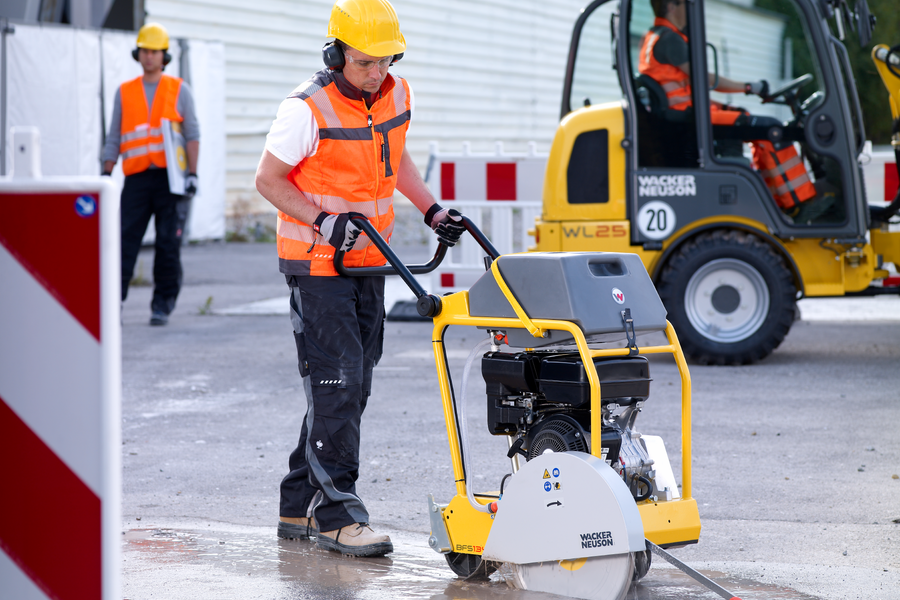 Gasoline-driven floor saw BFS1345 in construction site use