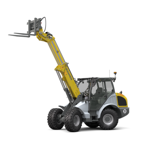 The Kramer telescopic wheel loader 8085T in a studio.