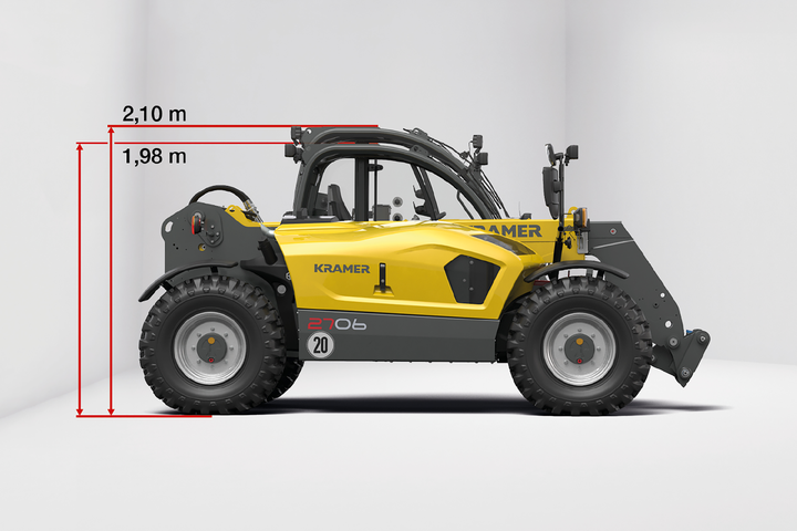 A higher cab can be ordered as an option for the telehandler 2706.