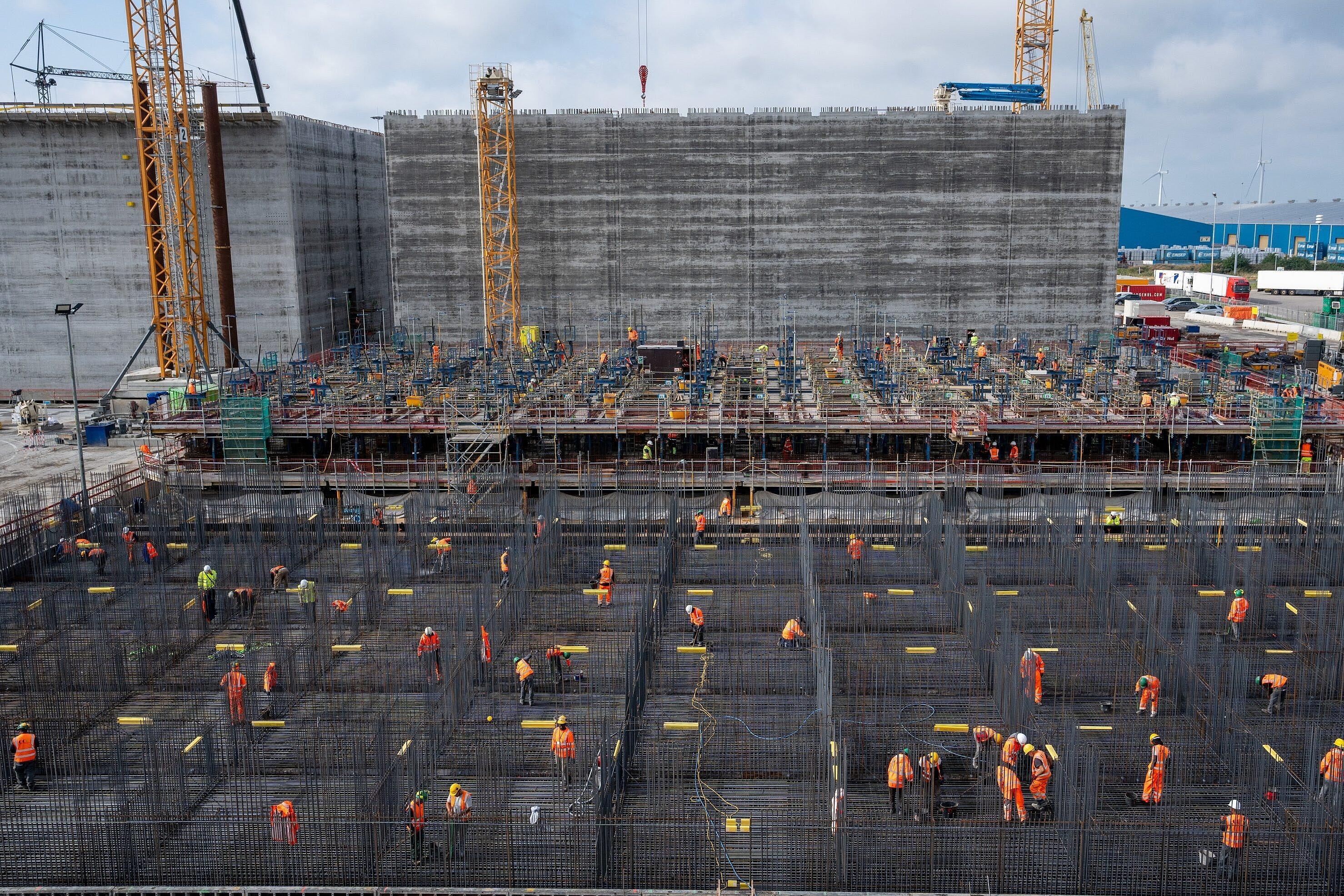 concrete construction site bird view