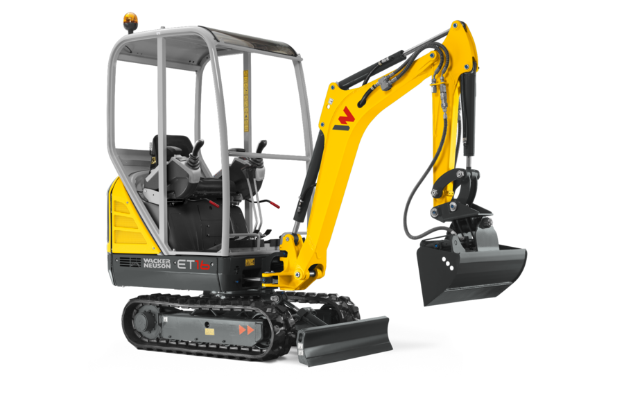 ET16 studio photo of compact mini excavator