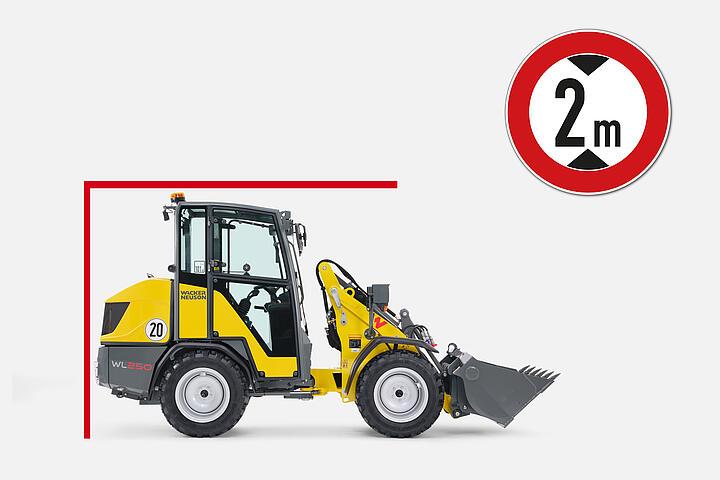 Wacker Neuson wiellader WL250, Totale hoogte minder dan 2 m