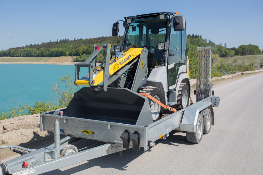 The compact 5035 on a trailer.