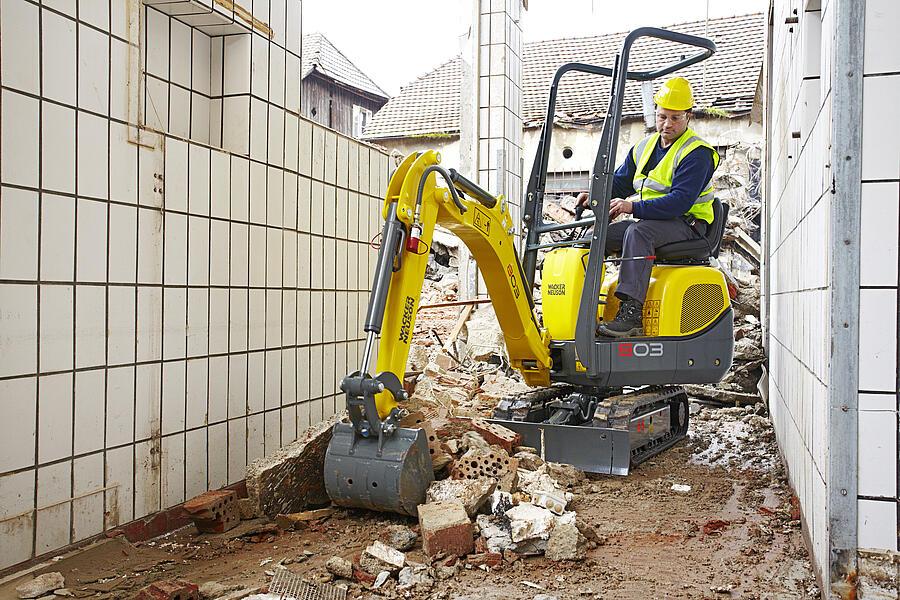 Demolition work in action