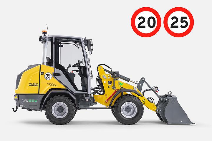 Chargeuse sur pneus Wacker Neuson WL28e vitesse 20 km/h, 25 km/h, studio