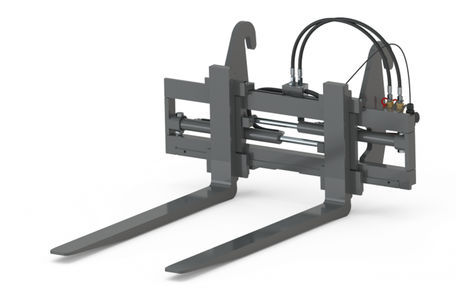 Wacker Neuson attachment, Hydraulically adjustable pallet fork with side shift and adjustable tines