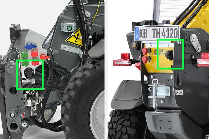 Wacker Neuson telehandler TH412, TH522, electrical connections front and rear, studio