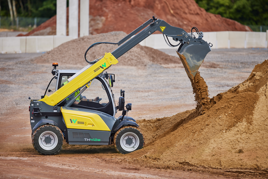 Wacker Neuson TH412e telehandler in use on a construction site