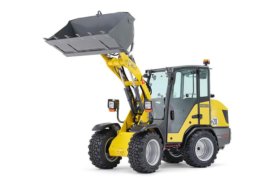 Wacker Neuson wheel loader WL250 with light goods bucket, studio