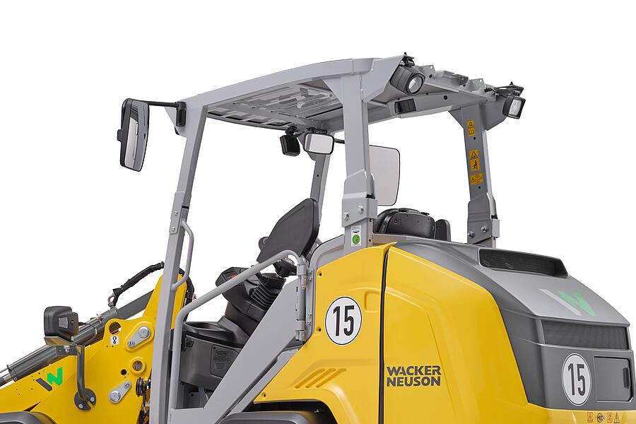 Wacker Neuson wheel loader WL28e with overhead guard, studio