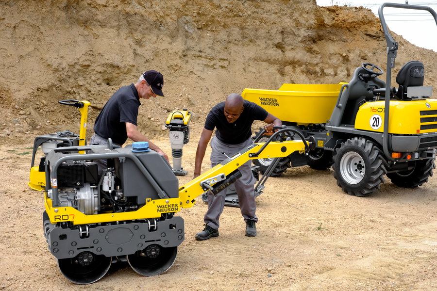 Wheel dumper with other Wacker Neuson construction equipment on a construction site