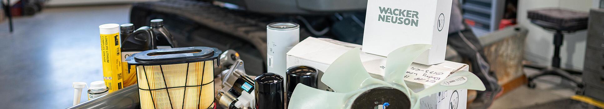 various wacker neuson spare parts in workshop