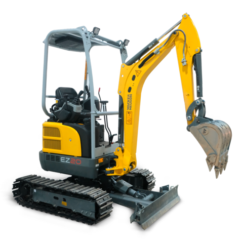 Wacker Neuson tracked zero tail excavators EZ20 studio picture.