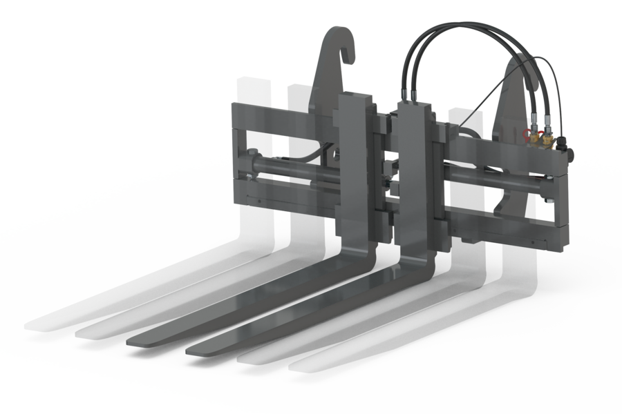 Wacker Neuson attachment, Hydraulically adjustable pallet fork with side shift and adjustable tines