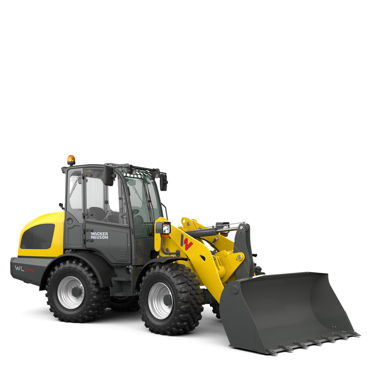 Wacker Neuson wheel loader WL44 with light material bucket, studio